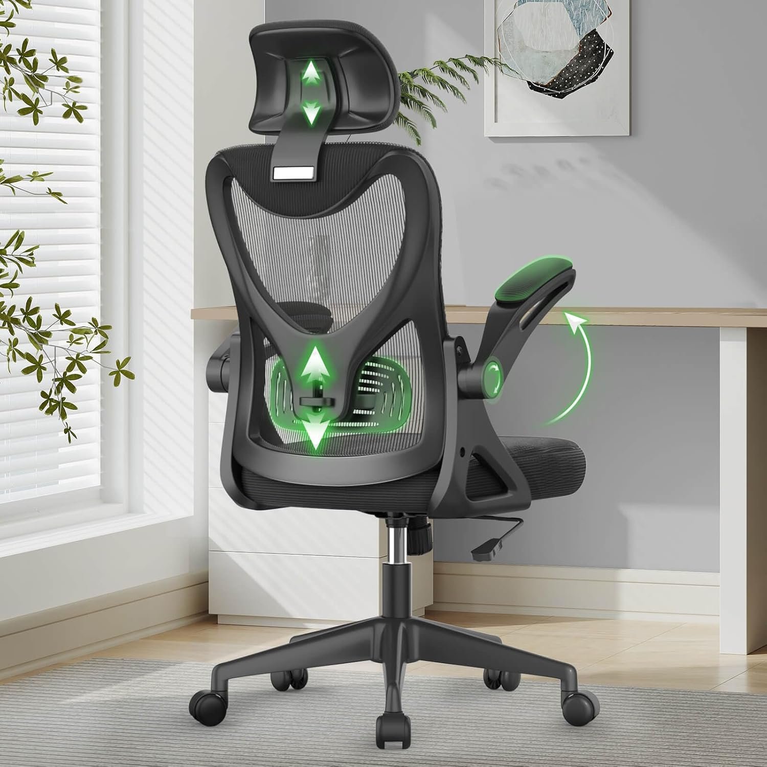 NordHorne chair with adjustable headrest, lumbar support and armrests